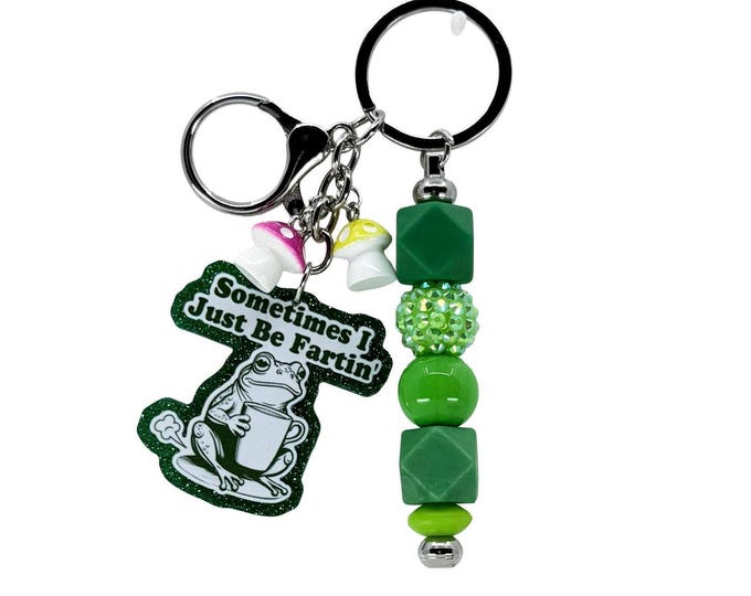 Frog Farts Bag Charm, Frog Keychain, Funny Frog Keychain, Fart Keychain