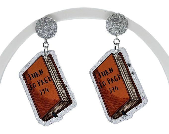 Spellbook Earrings: Glitter Acrylic, Dark Academia Book Jewelry
