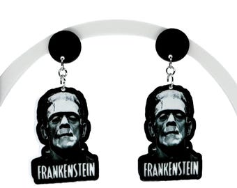 Frank inspired Earrings: Acrylic Monster Studs or Dangles - Horror Jewelry
