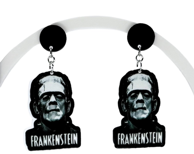 Frank inspired Earrings: Acrylic Monster Studs or Dangles - Horror Jewelry