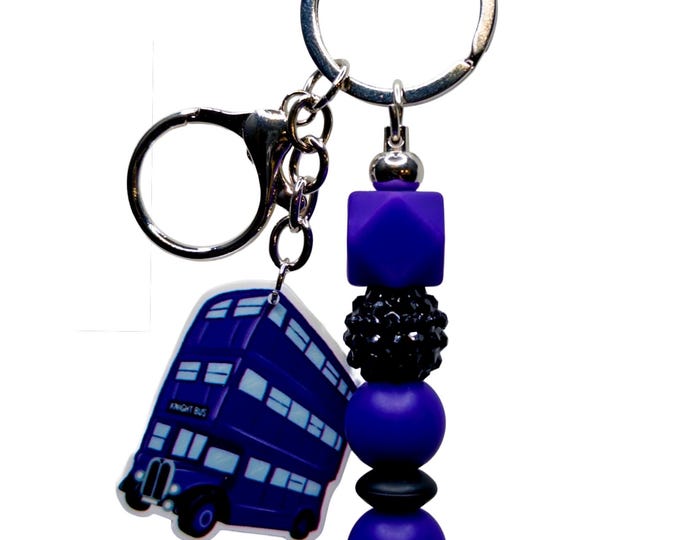 Transportation Inspired Keychain: Beaded Silicone Bag Charm