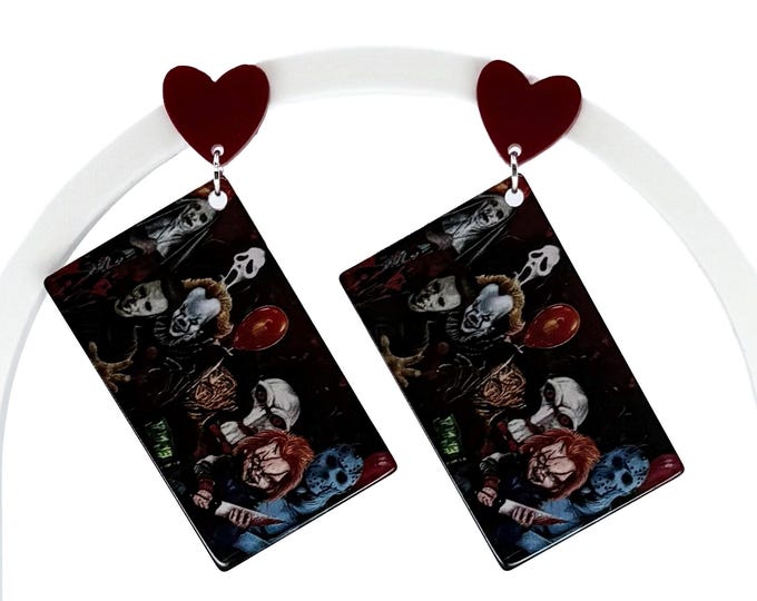 Slasher Horror Earrings: 80s Monster Squad, Spooky Season