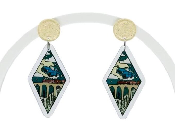 Flying Transportation Earrings, Fantasy Theme Park Jewelry