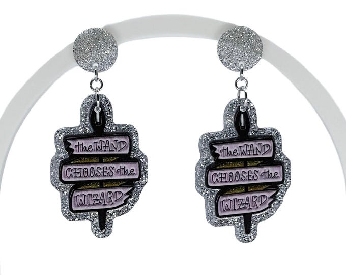 Glittery Saying Earrings: Theme Park Inspired