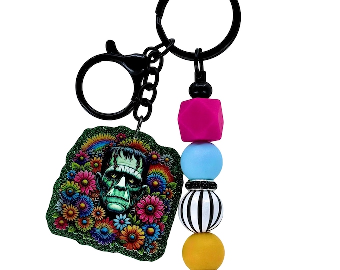 Franky Inspired Beaded Bag Charm: Spooky Season Keychain