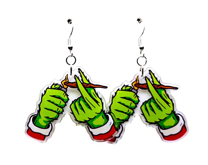 Funny Christmas Earrings, Holiday Smoke Earrings