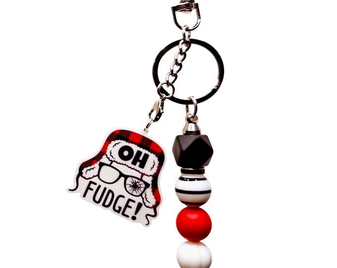Funny Christmas Keychain, Oh Fudge Gift, Holiday Charm