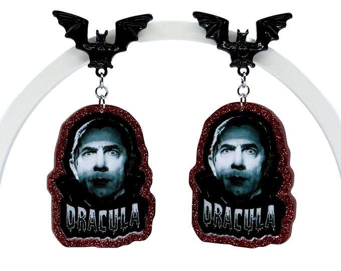 Count D Vampire Earrings: Spooky Halloween Bat Studs, Horror Earrings