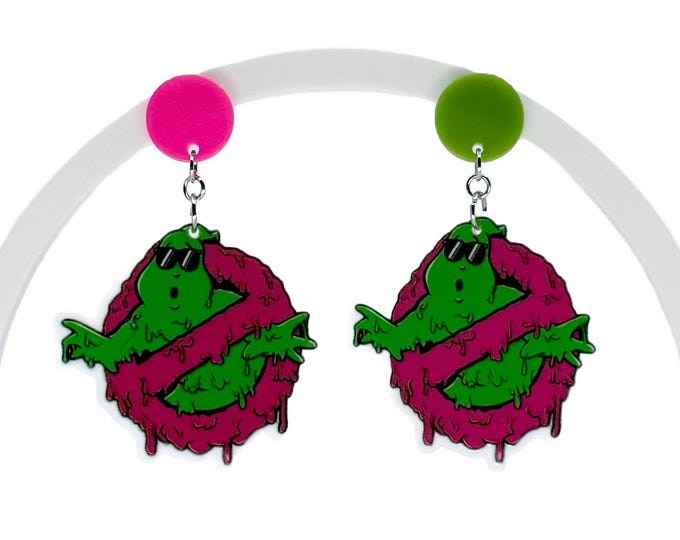 Ghost Guy Inspired Earrings: Retro Halloween Jewelry, Horror Earrings
