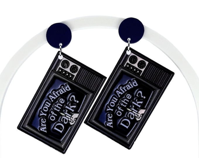 Retro TV Show Earrings: 90s Nostalgia, Blue Heart Studs