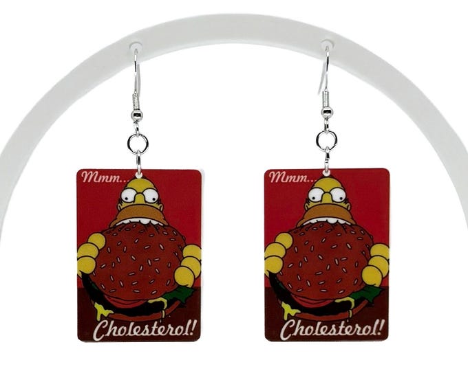 Cartoon earrings, burger lovers earrings, foodie gifts