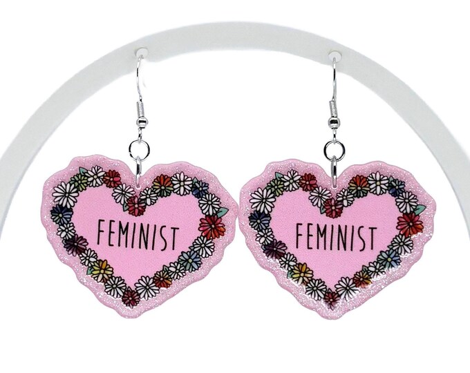 Girly earrings, feminist earrings, girl power drip