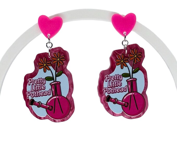 Pretty Little Pothead Acrylic Earrings, Floral Statement Jewelry