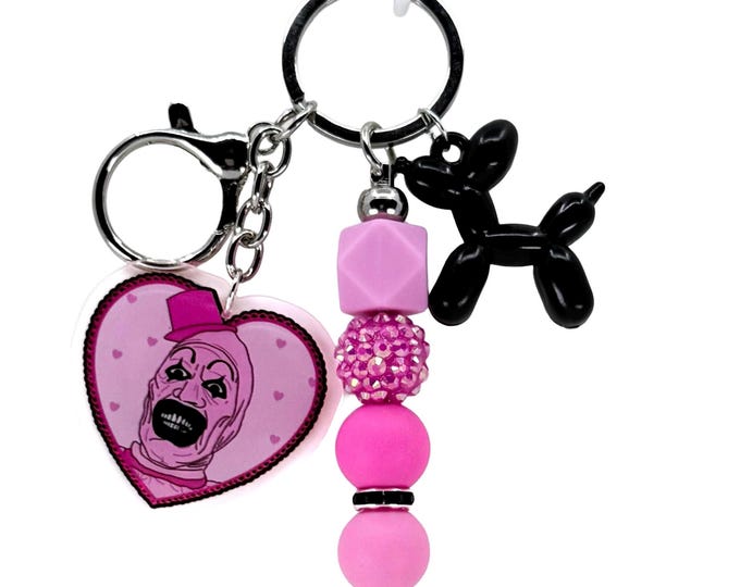 Killer Clown Inspired Bag Charm, Killer Clown Keychain, Horror Keychains