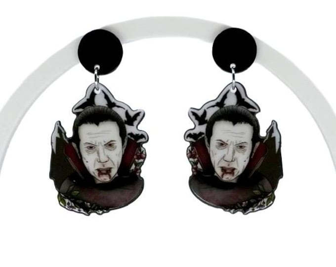 Count Dracula Earrings: Halloween Vampire Monster Jewelry