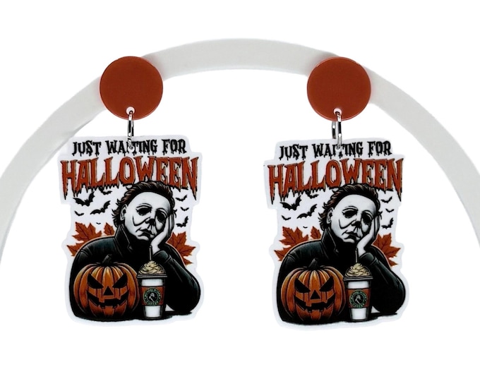 Myers Inspired Horror Dangle Earrings: Spooky Season Pumpkin Spice Latte
