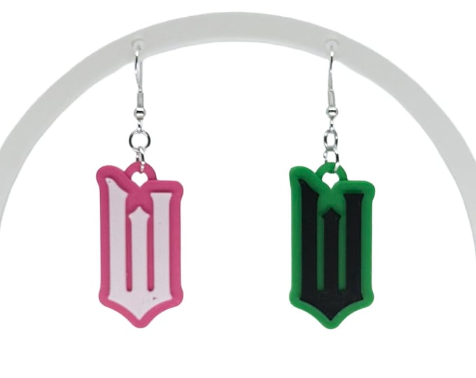 Movie Inspired Earrings, Good & Evil, Pink and Green Earrings
