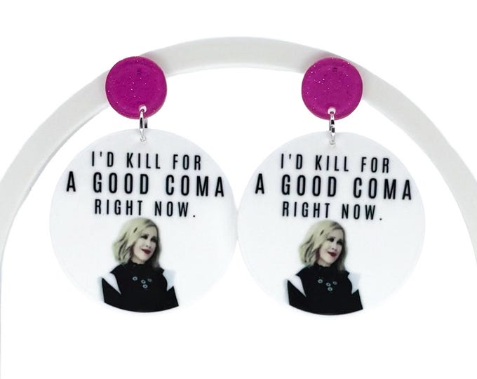Sarcastic TV Mom Earrings: Bold Icon, Nickel-Free