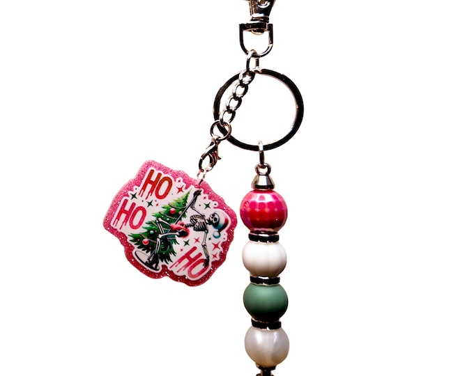 Spooky Holiday Keychain, Skeleton Charm, Creepy Christmas