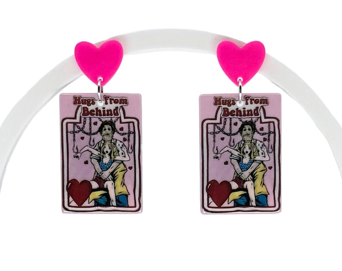 Valentine Horror Earrings: Pink Heart, Nickel-Free