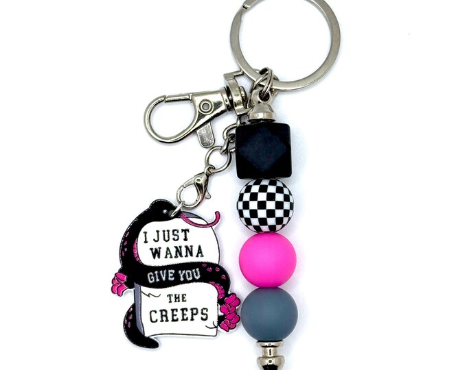 Goth Keychain: Spooky Snake Charm with Silicone Beads
