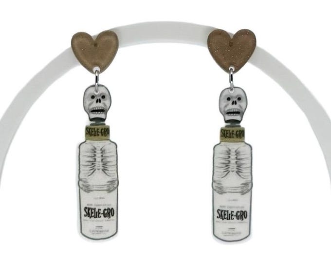 Skeleton Bottle Earrings, Nickel Free Hardware