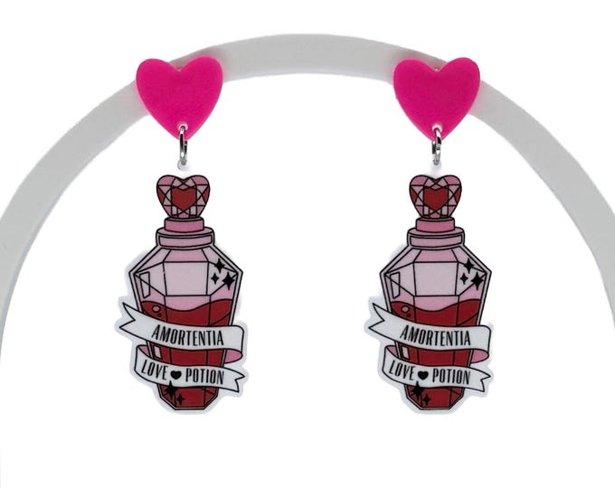 Potion Bottle Earrings, Spell Inspired, Love Potion