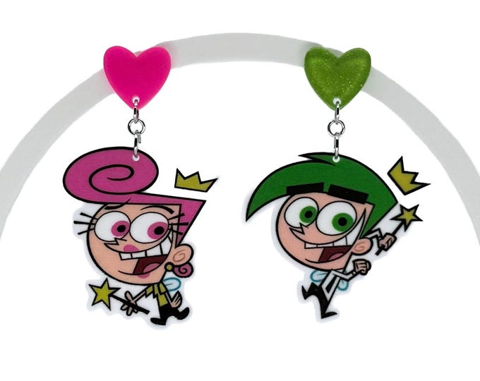 90s Cartoon Inspired, FO Inspired, Y2K Earrings, Animated Fairies