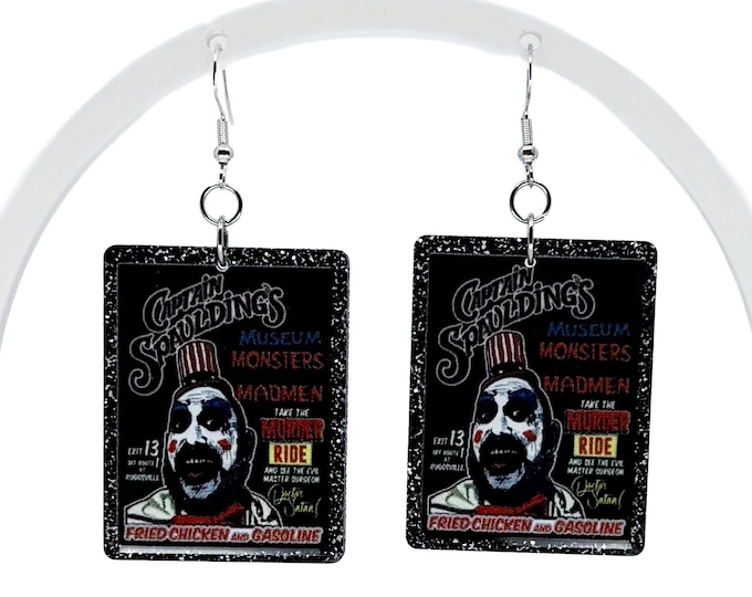 Creepy Carnival Clown Earrings: Horror Halloween Jewelry, Captain Spaulding Museum Monsters Madmen
