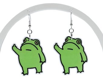 Acrylic Frog Earrings, Unbothered Meme Jewelry, Pink Studs or Hooks