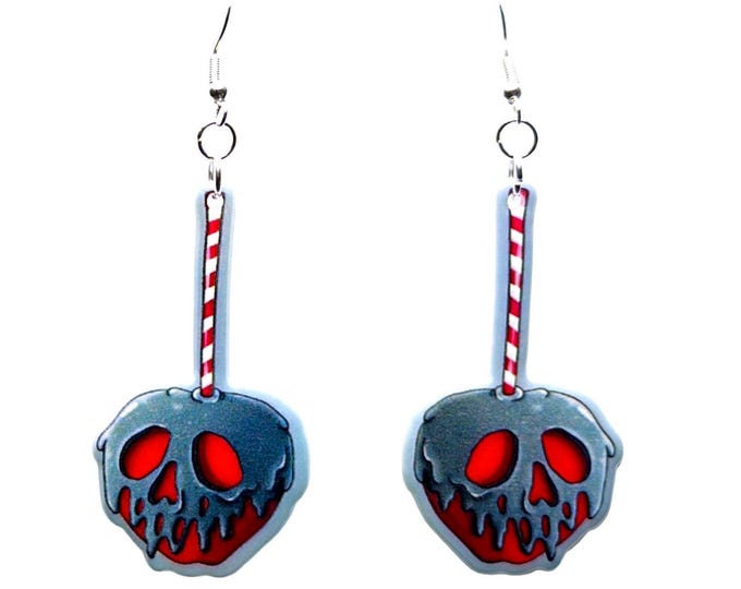 Goth Christmas Earrings: Gray Skull Drip, Nickel-Free