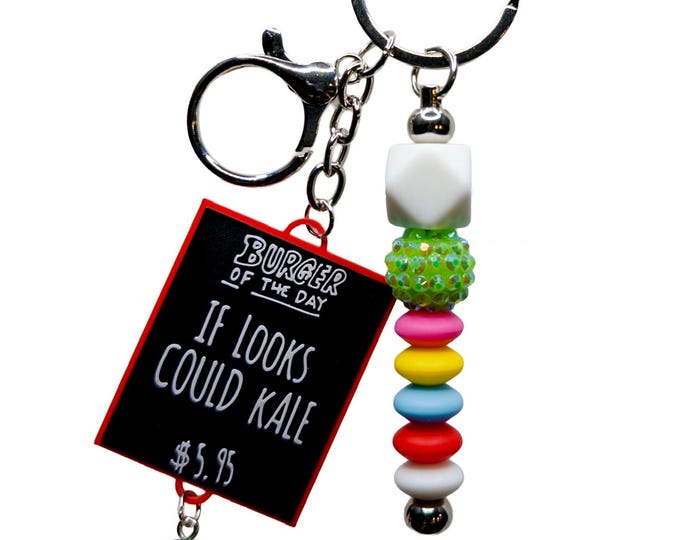 Cartoon Inspired Beaded Keychain, Foodie Bag Charm