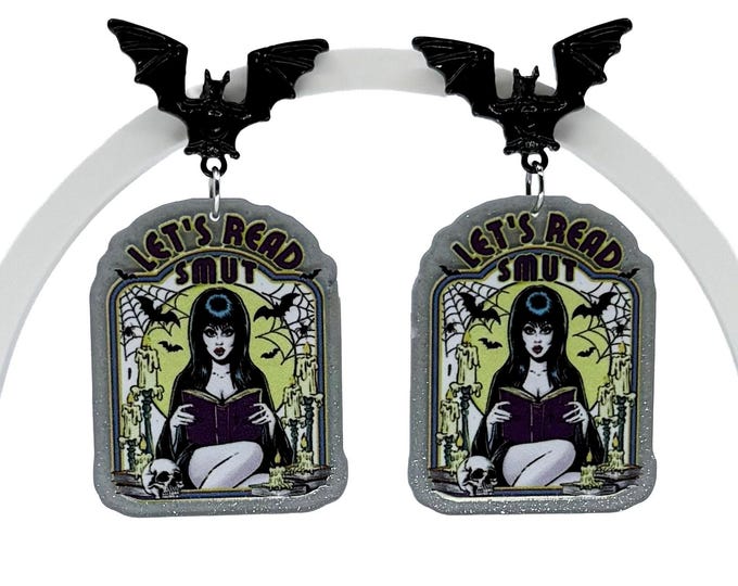 Smut Earrings, Book Lover Jewelry, Spooky Season Gift (Acrylic Drop)