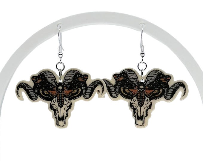 Goth Earrings, Deaths Head Moth Earrings, Rustic