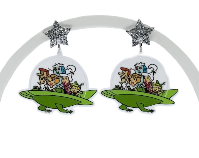 Cartoon Character Earrings, Space Earrings, Flying Cars