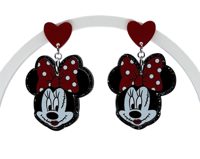 Glitter Halloween Earrings: Spooky Halloween Acrylic Charm, Girl Mouse