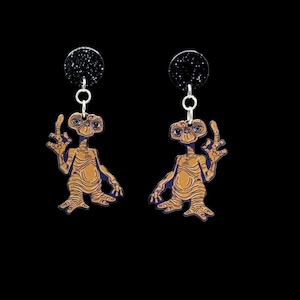 Extra-terrestrial Earrings, Alien Earrings, Phone Home, Retro, 80s Movies