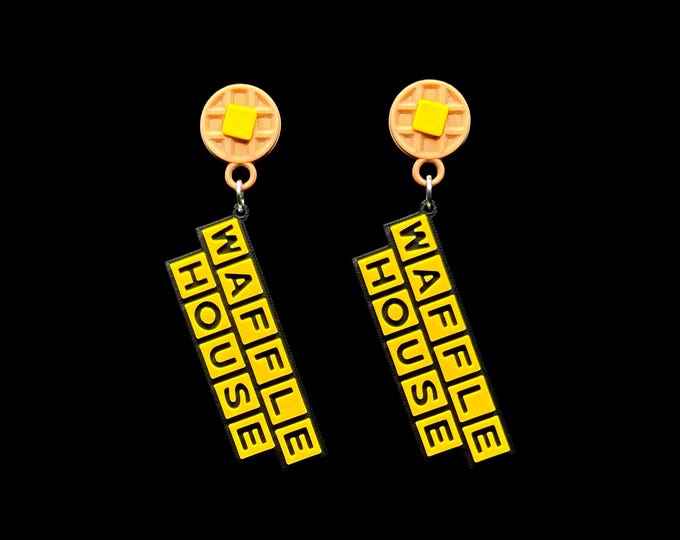 Featured listing image: Waffle Earrings: Cheeky Acrylic Fast Food Jewelry