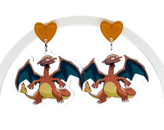 Cartoon Dragon Mashup Earrings: Animecore Dangle Earrings