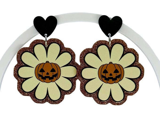 Pumpkin Earrings, Hippie Halloween Earrings, Spooky Season