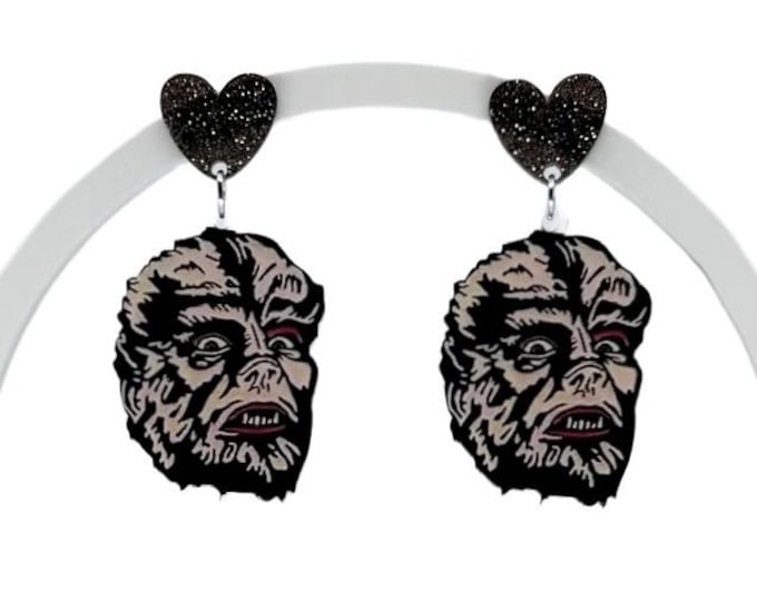 Monster Werewolf Earrings: Dark Uni Inspired Acrylic Charms