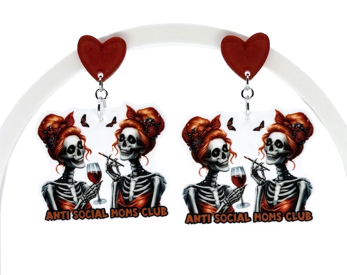 Antisocial Mom Earrings, Goth Vibes, Weird Moms Club Earrings