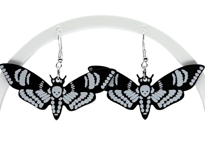 Deaths Head Moth Earrings: Nickel-Free Goth Grunge Jewelry