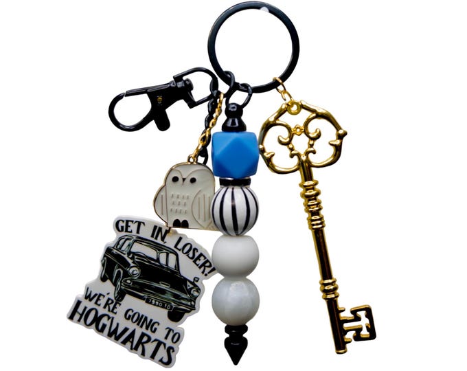 Spellbound Car Bag Charm: Beaded Keychain, Black Hardware