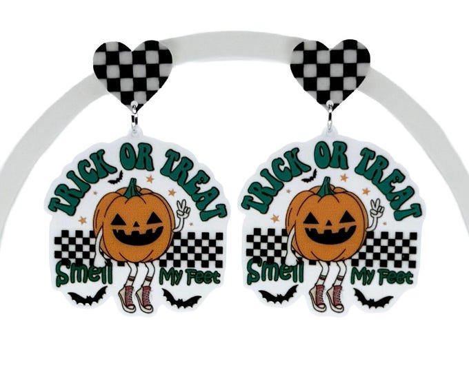 Retro Halloween Earrings: Jack-o'-lantern Acrylic Earrings