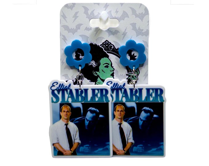Elliot S. Earrings, Law & Order SVU Fan Gift, Blue Flower Studs
