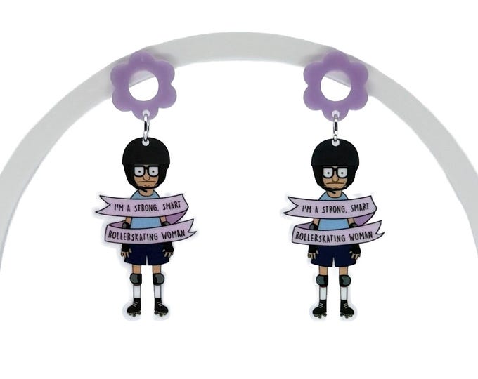 BBs Inspired Roller Skate Earrings: Cartoon Character Inspired Funny Girl Power Jewelry