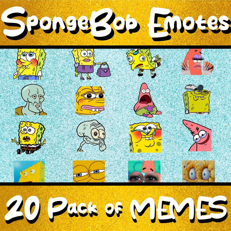 Spongebob Emotes Pack of 20 Emotes Twitch Streamer Funny - Etsy Canada