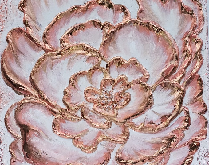 Ethereal Elegance, acrylic painting with structure and gold effects, 50 x 40 cm, ready to hang
