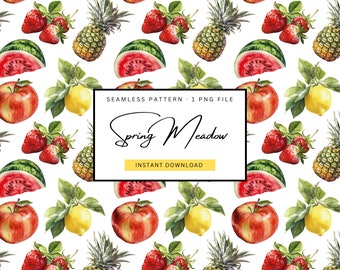 patrón sin costuras de frutas, patrón de cocina repetitivo, patrón de alimentación saludable, patrón de mantel sin costuras, papel digital de frutas, arte de fresa